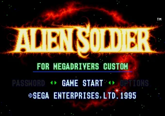 Alien Soldier title screen on SEGA Genesis/Mega Drive