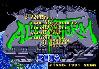Credits Setting Credits setting in Alien Storm options menu on SEGA Genesis/Mega Drive