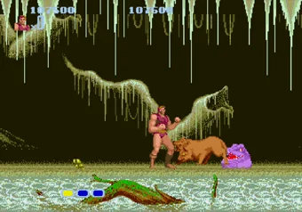 Level 2 gameplay in Altered Beast on SEGA Genesis/Mega Drive