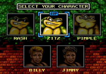 Character select screen Battletoads & Double Dragon character select screen on SEGA Genesis