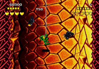 Battletoads - Attacking birds for extra life in Level 2