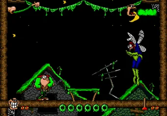 Boogerman: A Pick and Flick Adventure Flyboy level gameplay on SEGA Genesis