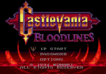 Castlevania: Bloodlines title screen on SEGA Genesis/Mega Drive