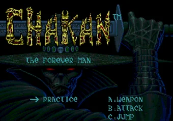 Practice Mode in the Options menu of Chakan: The Forever Man on SEGA Genesis/Mega Drive