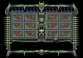 Spell Map menu in Chakan: The Forever Man on SEGA Genesis/Mega Drive