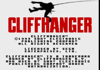 Cliffhanger title screen on SEGA Genesis/Mega Drive