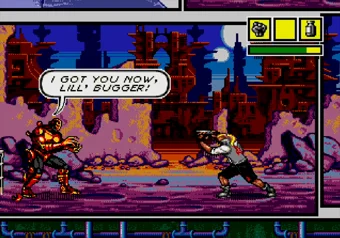 Hold the punch button to launch a powerful paper airplane Sketch Turner tearing a page to create a paper airplane attack (Comix Zone)