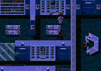 Library stage gameplay in Demolition Man on SEGA Genesis/Mega Drive