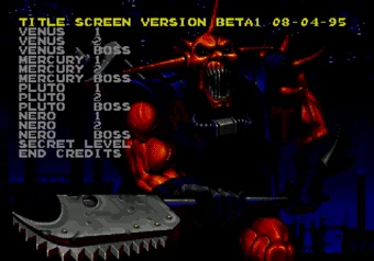 Level Select Menu Doom Troopers Mutant Chronicles Level Select menu screen on SEGA Genesis