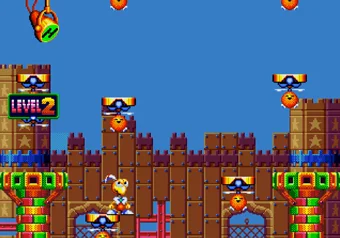 Dynamite Headdy — Practice Area tutorial stage, scene 2-1
