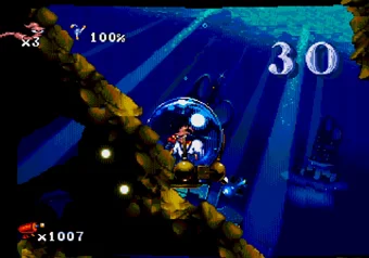 Secret tunnel leading to the hidden air pump in Sea Tunnels Earthworm Jim entering a hidden tunnel in the Sea Tunnels level