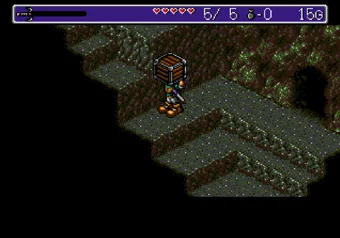 Carrying a box Landstalker — Nigel carrying a box across the isometric map