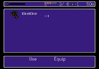 Menu Landstalker — equipment and inventory menu screen