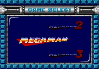 Mega Man: The Wily Wars game selection screen on SEGA Genesis and Mega Drive