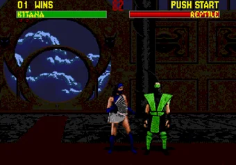 Kitana Fatality Kitana performing her Fatality move in Mortal Kombat 2 on SEGA Genesis