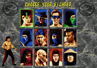 Random Select Character selection screen in Mortal Kombat 2 on SEGA Genesis