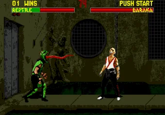 Reptile Fatality Reptile performing his Fatality move in Mortal Kombat 2 on SEGA Genesis
