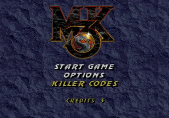 Mortal Kombat 3 start screen with Killer Codes enabled
