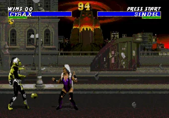 Cyrax performing his Near Bomb Toss move in Mortal Kombat 3