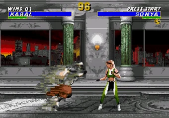 Kabal performing his Top Spin move in Mortal Kombat 3