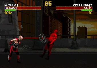 Kano performing his Fatality move in Mortal Kombat 3