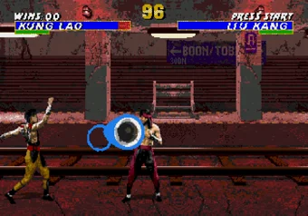 Kung Lao performing his Hat Throw move in Mortal Kombat 3