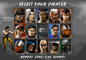 Random Select on the Mortal Kombat 3 character selection screen