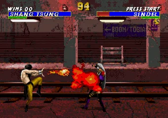 Shang Tsung performing his Double Fireballs move in Mortal Kombat 3