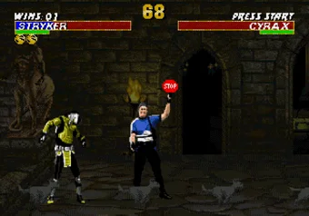 Stryker performing his Friendship move in Mortal Kombat 3
