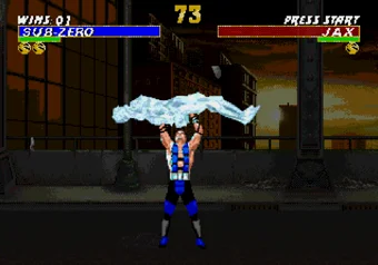 Sub-Zero performing his Fatality move in Mortal Kombat 3