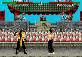 Scorpion in combat in Mortal Kombat on SEGA Genesis