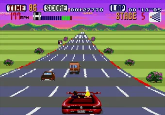 Stage 12 gameplay in OutRun on SEGA Genesis/Mega Drive