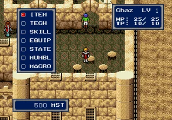 Phantasy Star IV — party menu screen on SEGA Genesis/Mega Drive