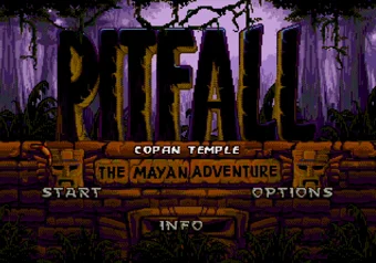 Level select screen in Pitfall: The Mayan Adventure on SEGA Genesis/Mega Drive