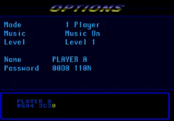 How to enter passwords Password entry screen in Road Rash 2