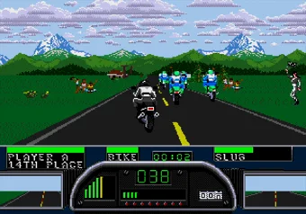 Riding the Wild Thing 2000 Wild Thing 2000 motorcycle in Road Rash 2 on SEGA Genesis (Mega Drive)