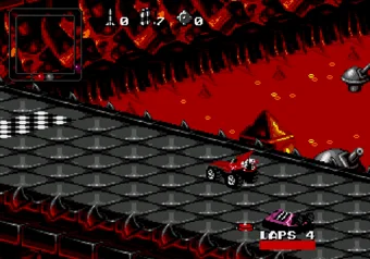 Inferno planet unlocked in VS Mode Racing on Inferno planet in Rock n' Roll Racing