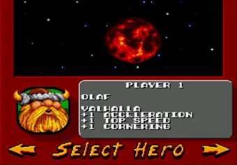 Olaf - secret playable character Olaf character unlocked in Rock n' Roll Racing