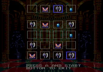 Password Screen with Stage 3 Code Password screen with Stage 3 code entered in Castlevania: Bloodlines on SEGA Genesis/Mega Drive