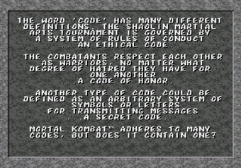 Blood Mode Activation Mortal Kombat Code of Honor intro screen on SEGA Genesis