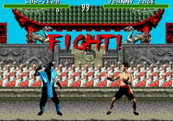 Sub-Zero performing special moves - Mortal Kombat (Genesis) Sub-Zero in combat in Mortal Kombat on SEGA Genesis