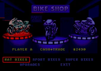 Bike Shop screen in Road Rash 3 on SEGA Genesis/Mega Drive