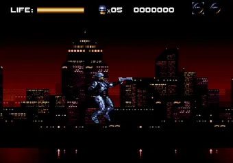 RoboCop performing a high jump in TurboCop mode