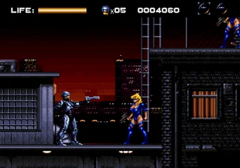 RoboCop battling female enemies in Real Game (Violent) mode