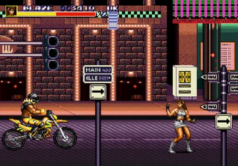 Gameplay screenshot of Streets of Rage 3 featuring Blaze