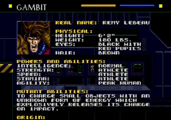 X-Men - Character Select Screen on SEGA Genesis/Mega Drive
