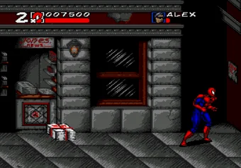 Spider-Man fighting enemies in the first level of Maximum Carnage