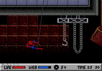 Spider-Man vs. The Kingpin — Warehouse stage gameplay on SEGA Genesis/Mega Drive
