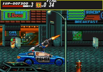 Police car arriving to launch special attack in Streets of Rage