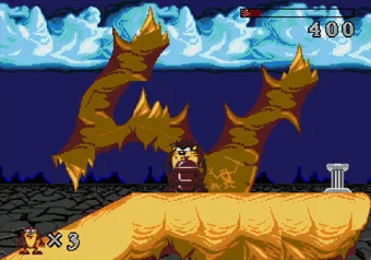 Taz swallowing a barrel in Taz-Mania on SEGA Genesis and Mega Drive